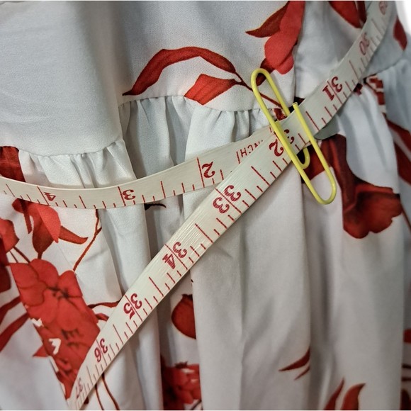 Asymmetrical One Shoulder Floral Red/White Maxi Dress Large - Picture 7 of 8